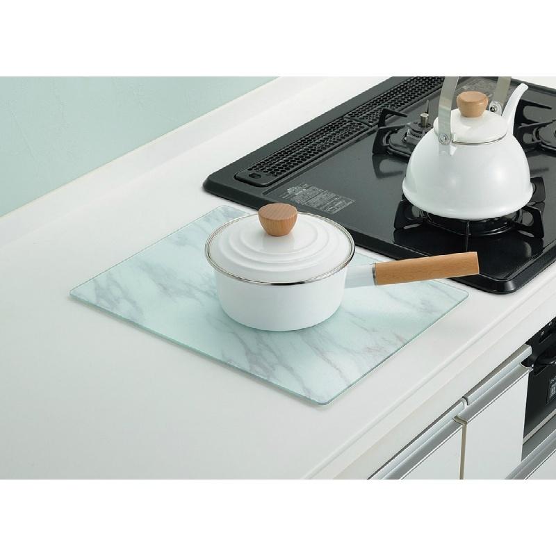 パール金属 キッチンプレート ガラスプレート 耐熱温度200度 鍋敷き