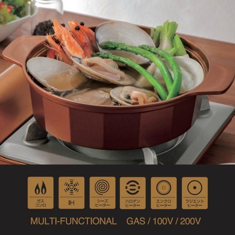 VISIONS（ビジョン） 鍋 卓上鍋 28cm IH対応 ガラス蓋付 GOLD Coating