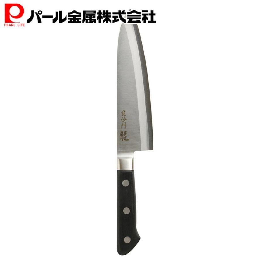 パール金属 牛刀包丁 シルバー 180mm 本割込 毘沙門 龍 F-1292