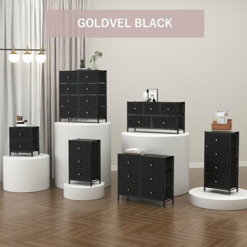 パール金属 収納 ラック チェスト 4段 ダブル W89 幅89×奥行32.5×高さ97cm エレガント ブラック GOLDVEL N-7101の画像