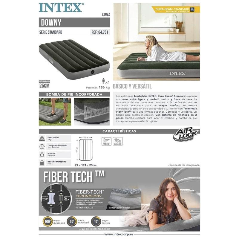 INTEX インテックス フットポンプ付 ダウニーエアーベッド 99×191×25cm