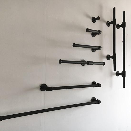 ドアハンドル 取っ手 アイアン 丸パイプ 55cm 550mm 黒 ブラック