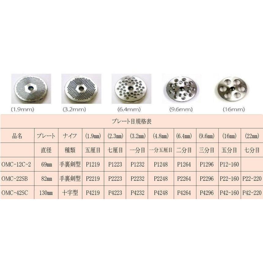 大道産業 ミートチョッパー OMC-12C-2　交換・オプション部品 プレート 16.0mm｜ttjxc56507｜02