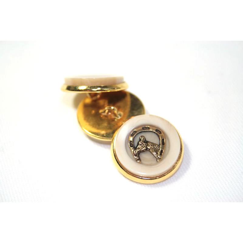 【送料無料】メタルボタン馬color.6・15mm【イタリア製ビンテージボタン】紳士服スーツジャケットの袖口・袖ボタンに[1個から販売] |  | 01