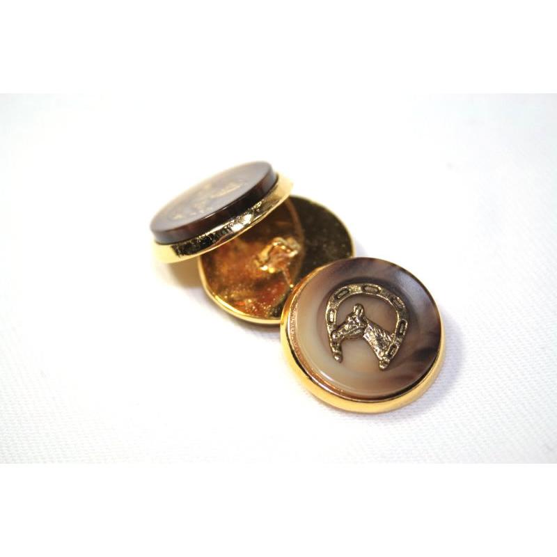 【処分品】【イタリア製ビンテージボタン】メタルボタン馬color.7・15mm紳士服スーツジャケットの袖口・袖ボタンに[1個から販売] |  | 01