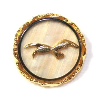 【送料無料】メタルボタンかもめcolor.6・15mm【イタリア製ビンテージボタン】紳士服スーツジャケットの袖口・袖ボタンに[1個から販売] | 