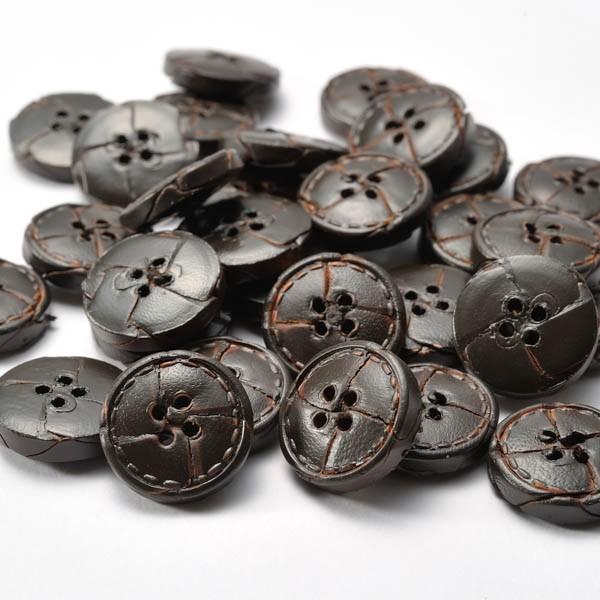本革ボタン LZ1500 15mm  color.04ダークブラウン  袖用ボタン 革ボタン,レザーボタン,皮ボタン老舗テーラー御用達スーツボタン専門店 |  | 01