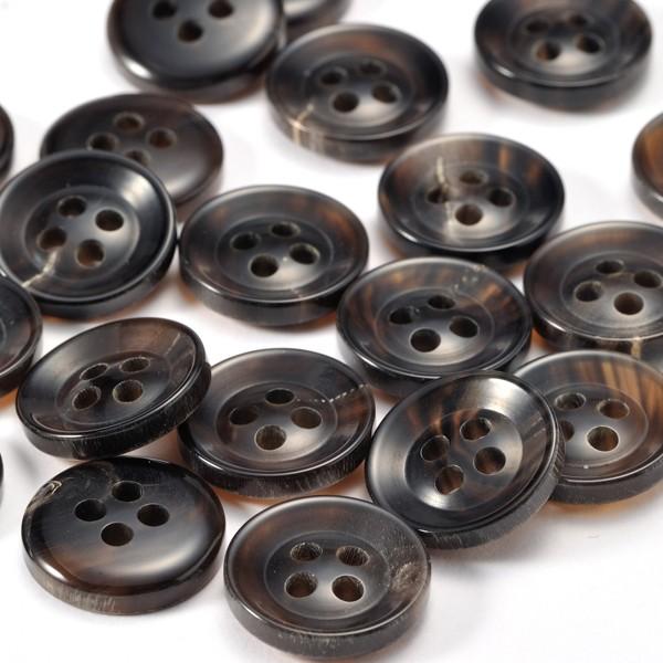水牛ボタンK-250 COLOR.7B こげ茶15mm紳士服スーツジャケットの袖口・袖ボタンに 老舗テーラー御用達スーツボタン専門店の高級ボタン |  | 01
