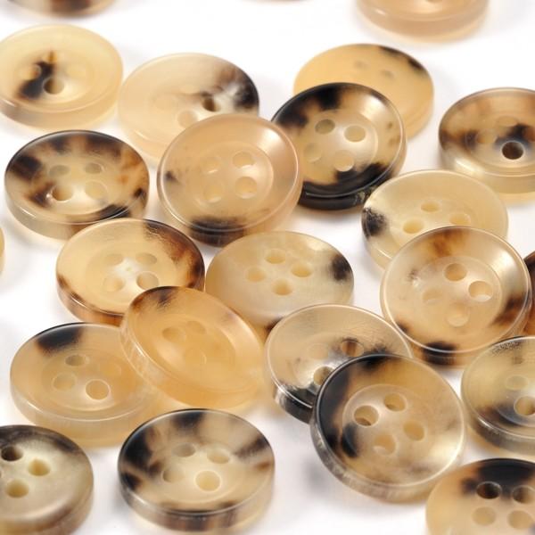 水牛ボタンK-250 COLOR.3A ベージュ黒15mm紳士服スーツジャケットの袖口・袖ボタン 老舗テーラー御用達スーツボタン専門店の高級ボタン |  | 01