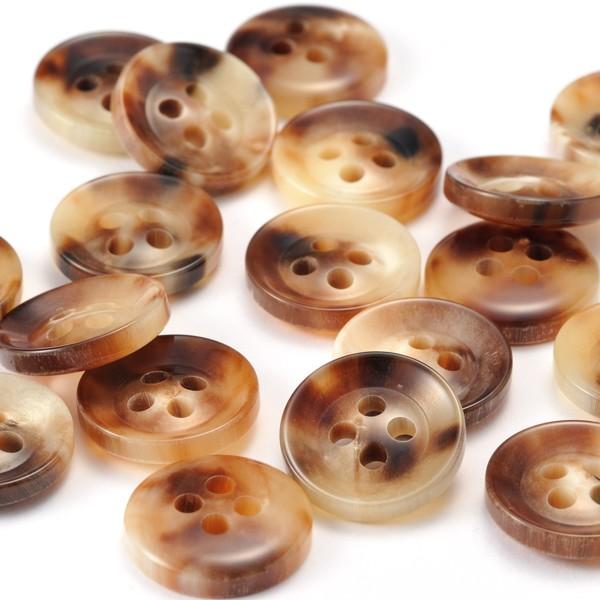 水牛ボタンK-250 COLOR.4A こげ茶,茶,ベージュ15mm紳士服スーツジャケットの袖口・袖ボタン 老舗テーラー御用達スーツボタン専門店の高級ボタン |  | 01