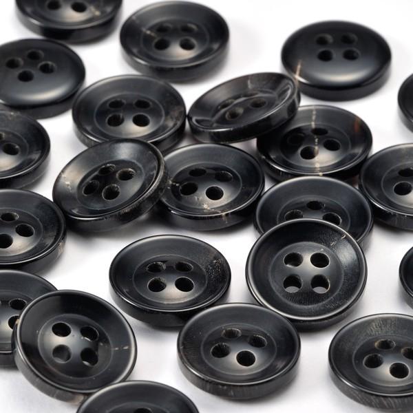 水牛ボタンK-250 COLOR.5 黒15mm紳士服スーツジャケットの袖口・袖ボタンに 老舗テーラー御用達スーツボタン専門店の高級ボタン |  | 01