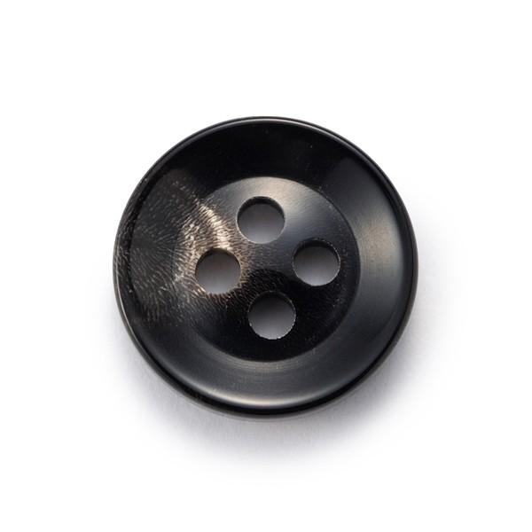 水牛ボタンK-250 COLOR.8 黒,白い斑点,筋 15mm紳士服スーツジャケットの袖口・袖ボタン 老舗テーラー御用達スーツボタン専門店の高級ボタン | 