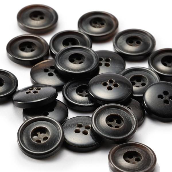 送料無料 水牛ボタンブラントK-1094 COLOR.BLK 15mm紳士服スーツジャケットの袖口・袖ボタン 老舗テーラー御用達スーツボタン専門店の高級ボタン |  | 01