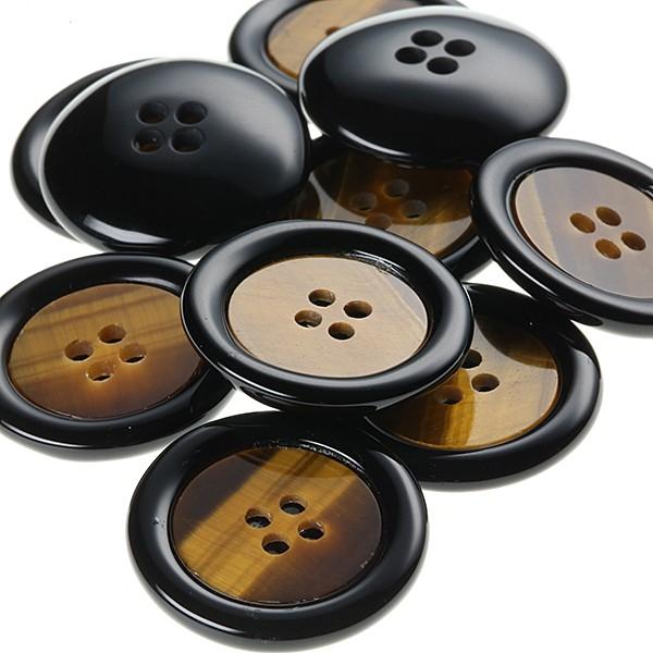 送料無料 15mm宝石ボタンREX No.12  内側：トラメ石,外側：オニキス 高級スーツジャケット用の袖口・袖ボタン,パワーストーン | 