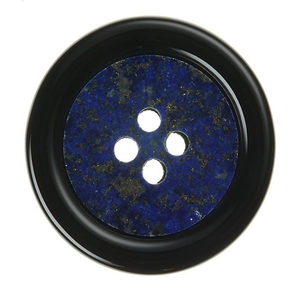 送料無料 15mm宝石ボタンREX No.LP  内側：ラピスラズリ,外側：オニキス 高級スーツジャケット用の袖口・袖ボタン,パワーストーン |  | 01