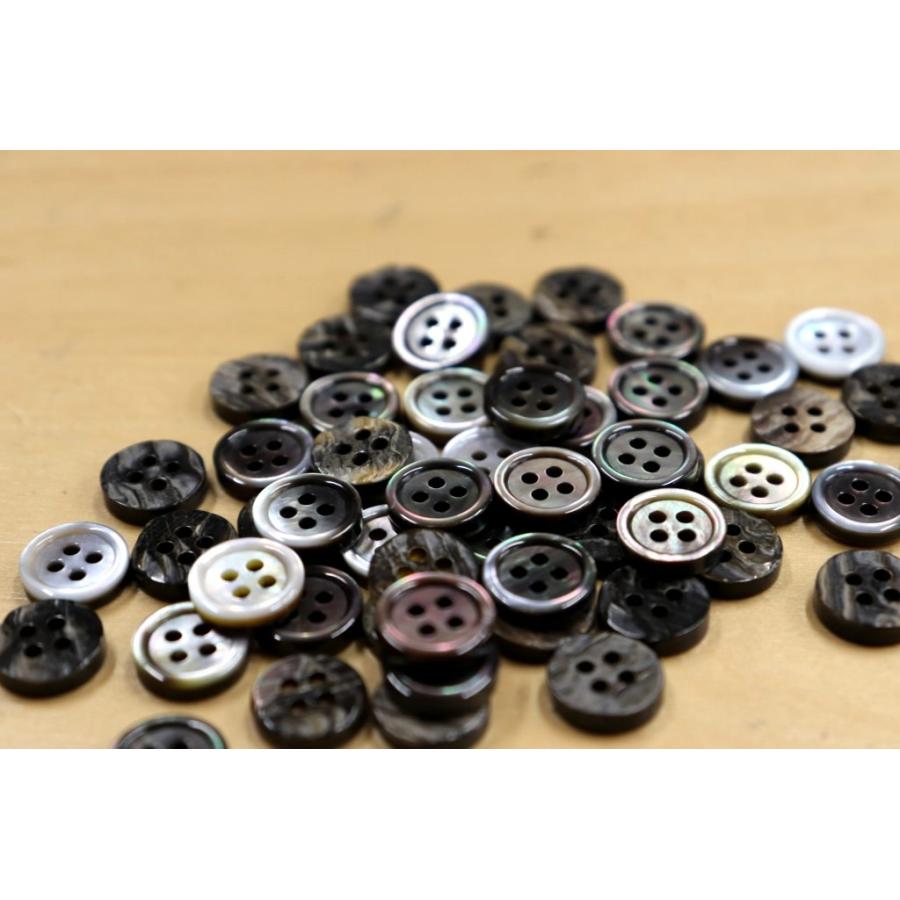 肉厚 17型黒蝶貝ボタン 10mm単品1個単位 厚み2.5mm 天然貝シャツボタン シェルボタン | 