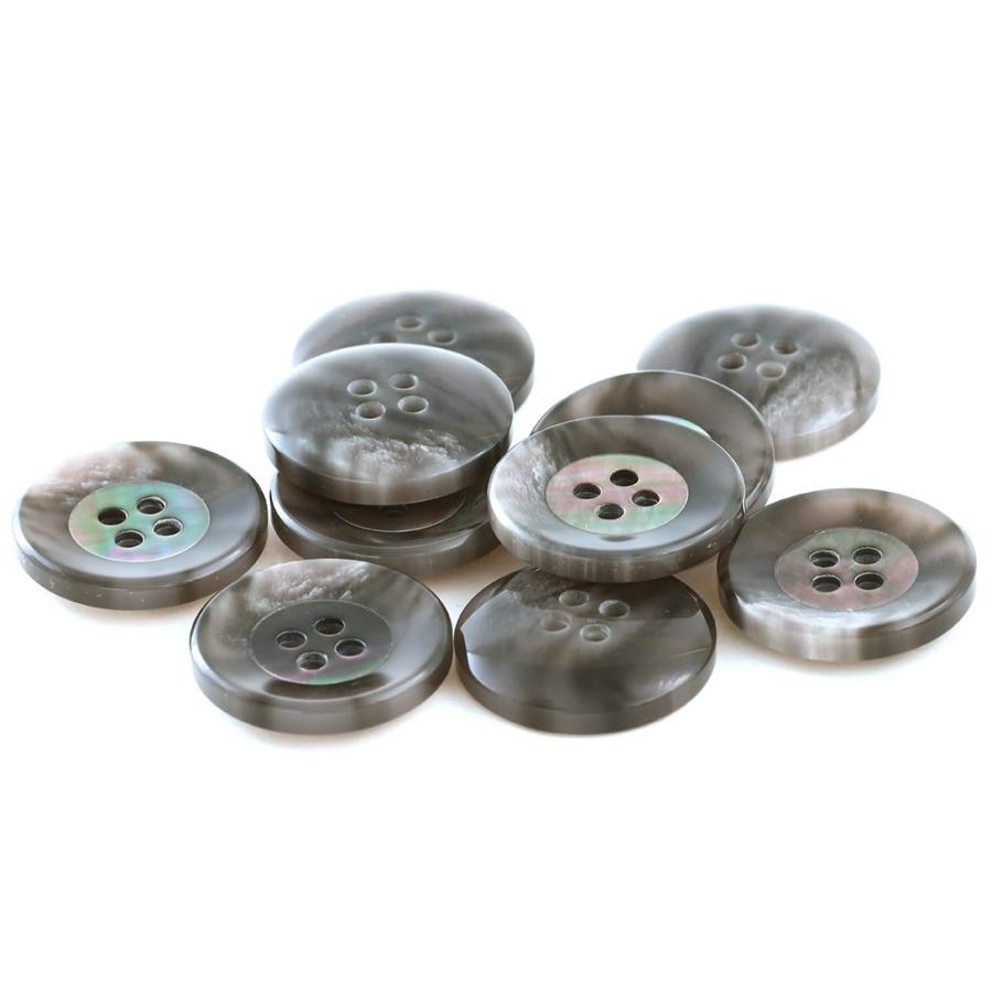 キール COLOR．06グレー系  15mm 1個から販売 ポリエステルと貝ボタンの組合わせ 紳士服スーツジャケットの袖口ボタン・袖ボタン シェルボタン |  | 01