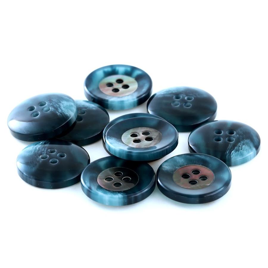 キール(COLOR．55ブルー系) 15mm[1個から販売]ポリエステルと貝ボタンの組合わせ 紳士服スーツジャケットの袖口ボタン・袖ボタン シェルボタン |  | 01