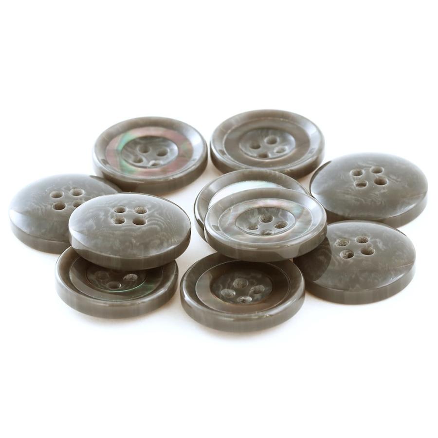 バーラ COLOR．07グレー系  15mm 1個から販売 ポリエステルと貝ボタンの組合わせ 紳士服スーツジャケットの袖口ボタン・袖ボタン シェルボタン |  | 01