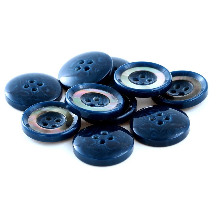 バーラ COLOR．55ブルー系  20mm 1個から販売 ポリエステルと貝ボタンの組合わせ 紳士服スーツジャケットの前ボタン シェルボタン |  | 01