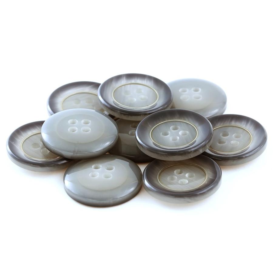 ケウル COLOR．04ライトグレー系  15mm 1個から販売 ポリとメタルリングの組合わせ 紳士服スーツジャケットの袖口ボタン・袖ボタン |  | 01