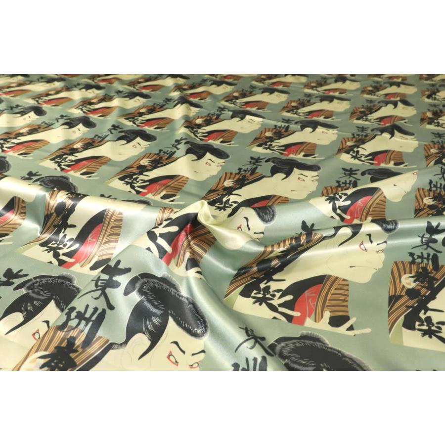 東洲斎写楽プリント裏地(color.1グリーン系)浮世絵裏地,三代目大谷鬼次の江戸兵衛 |  | 03
