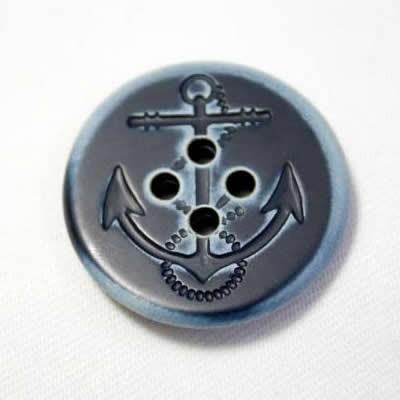 イカリボタン30mm ブルーダメージ加工 BYFL-51#59  ピーコートなどのコート・ジャケットに | 