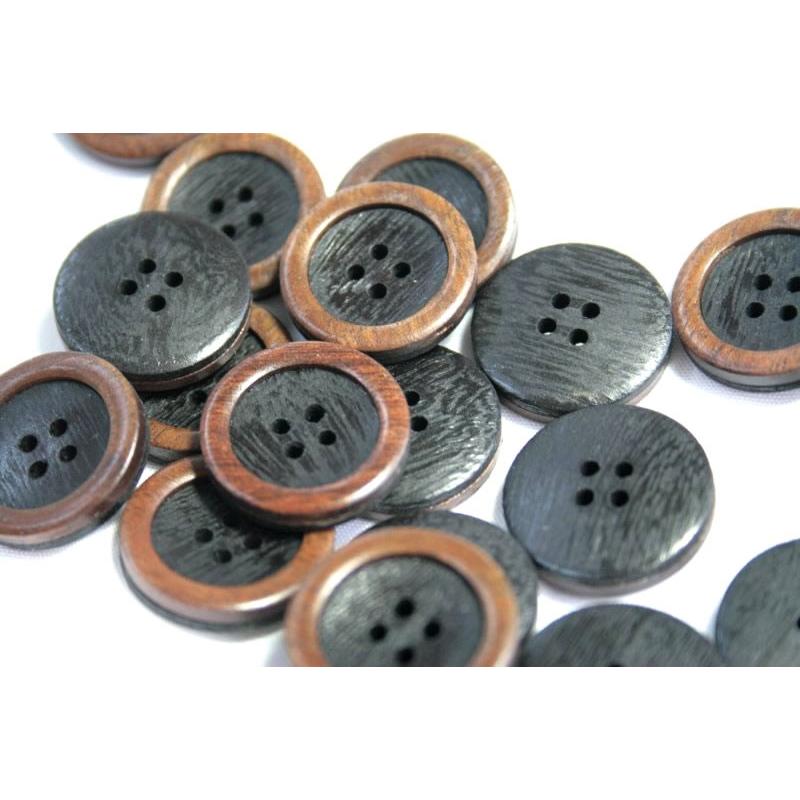 ウッドボタン988 COLOR．09ダークブラウン  15mm 紳士服スーツジャケットの袖口・袖ボタンに |  | 01