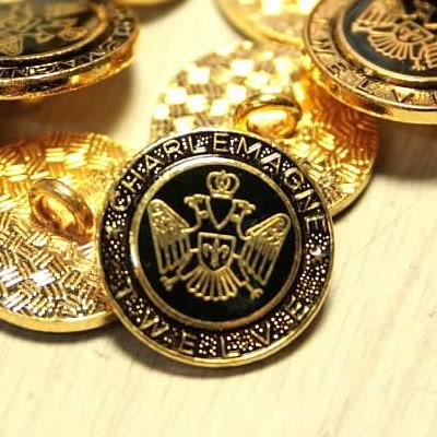 処分品 七宝M-5・ゴールドブラック・15mm メタルボタン紳士服スーツジャケットの袖口・袖ボタンに | 