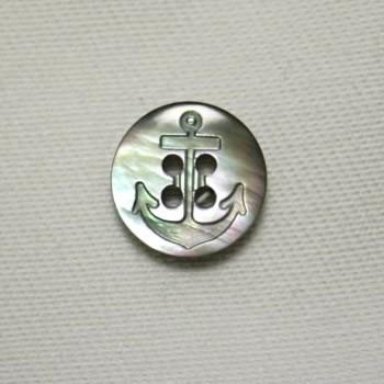 イカリ柄黒蝶貝ボタン 11.5mm シェルボタン | 