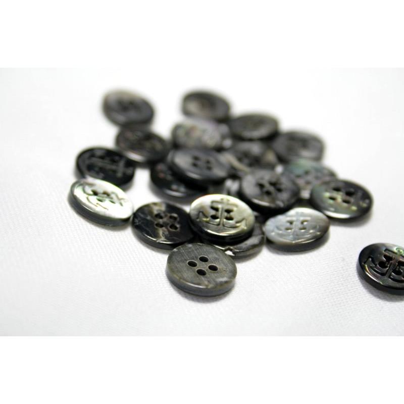 イカリ柄黒蝶貝ボタン 11.5mm シェルボタン |  | 01