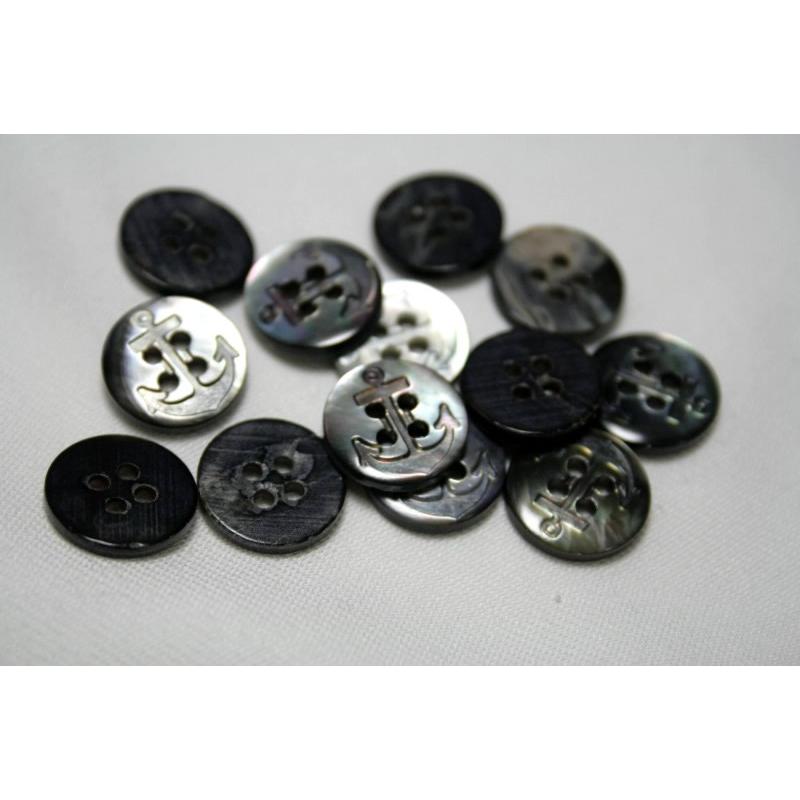 イカリ柄黒蝶貝ボタン 13mm シェルボタン |  | 01