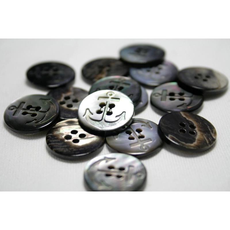 イカリ柄黒蝶貝ボタン 18mm シェルボタン |  | 01