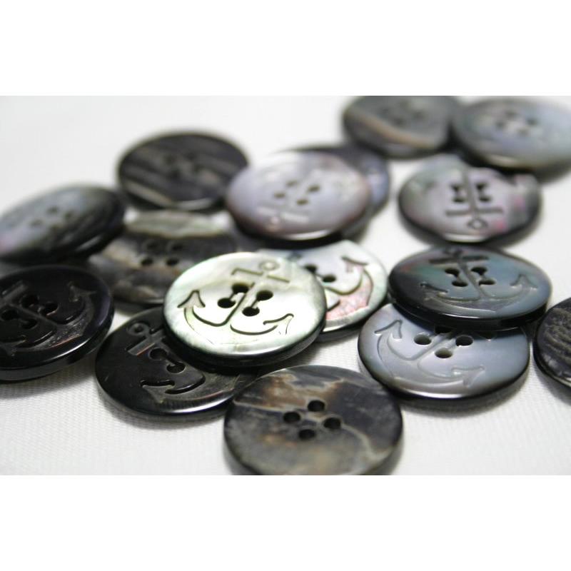 イカリ柄黒蝶貝ボタン 20mm シェルボタン |  | 01