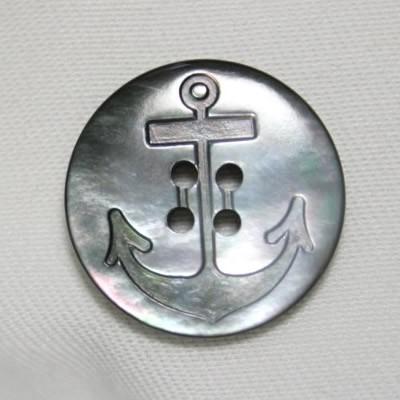 イカリ柄黒蝶貝ボタン 23mm シェルボタン | 