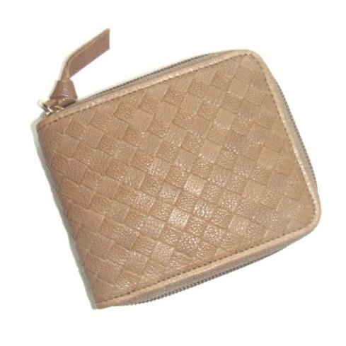 ボッテガ　ヴェネタ ラウンドファスナー財布 イントレチャート ディアスキン ライトブラウン