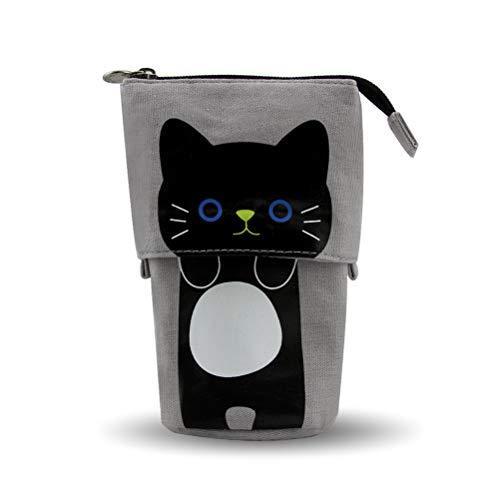 かわいい猫ちゃんペンケース 筆箱 ペンスタンド 立つ 大容量 伸縮性 鉛筆ホルダー ペンホルダー 布製 黒猫柄 ペンポーチ ジッパー付き 文 T S Shop 通販 Yahoo ショッピング