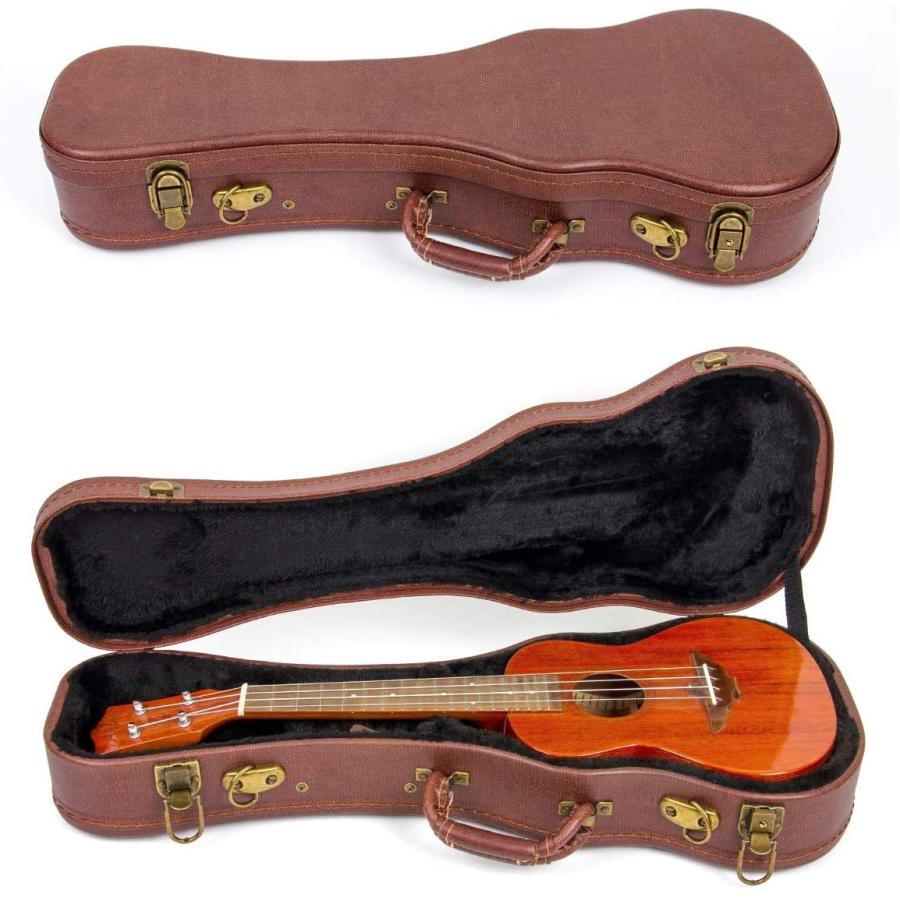 公式の ウクレレハードケース ブラウン色バッグ 黒ベルベット裏生地 おしゃれな見た目 26インチ 高知インター店 Www Technet 21 Org