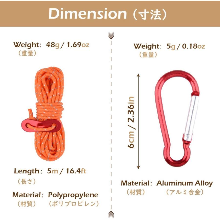 Triwonder パラコード テントロープ ガイライン ガイロープ 反射材入り タープロープ カラビナ テントクリップ 自在金具付き キャ T S Shop 通販 Yahoo ショッピング