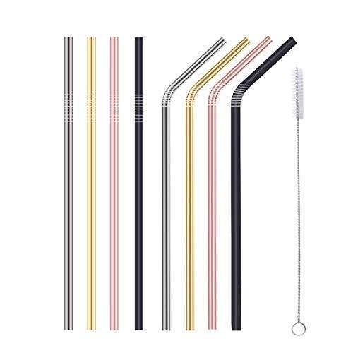 Buyer Star ステンレスストロー 金属ストロー 8本セット 4色 カラフル オシャレ 耐久性 衛生 エコ 再利用可能 1本洗浄用ブラ T S Shop 通販 Yahoo ショッピング