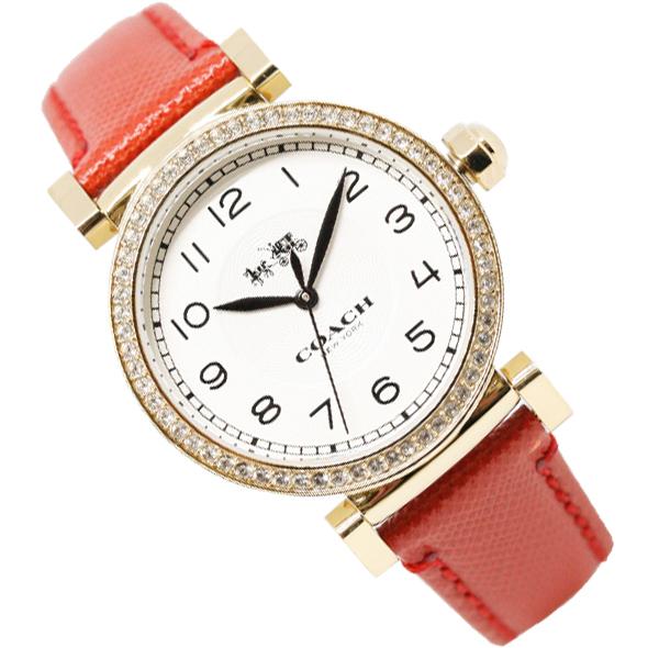 COACH（コーチ） 腕時計 レディース 時計 レッド レザーバンド MADISON