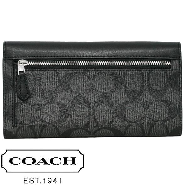 COACH コーチ 財布 三つ折り 長財布 ブラック系 グレー系