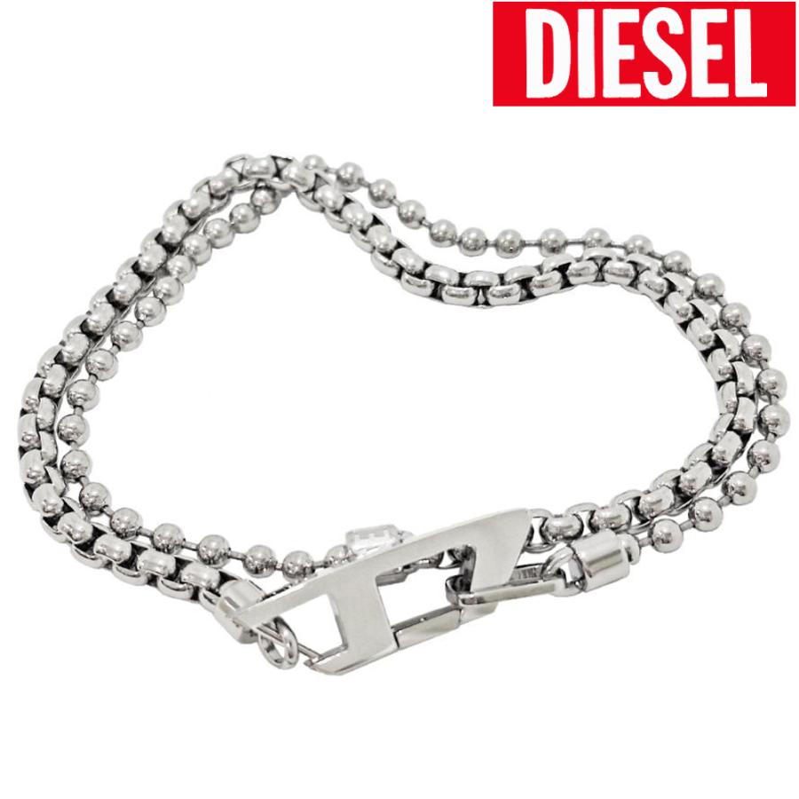 DIESEL（ディーゼル） ブレスレット メンズ 二連 チェーン Dロゴ