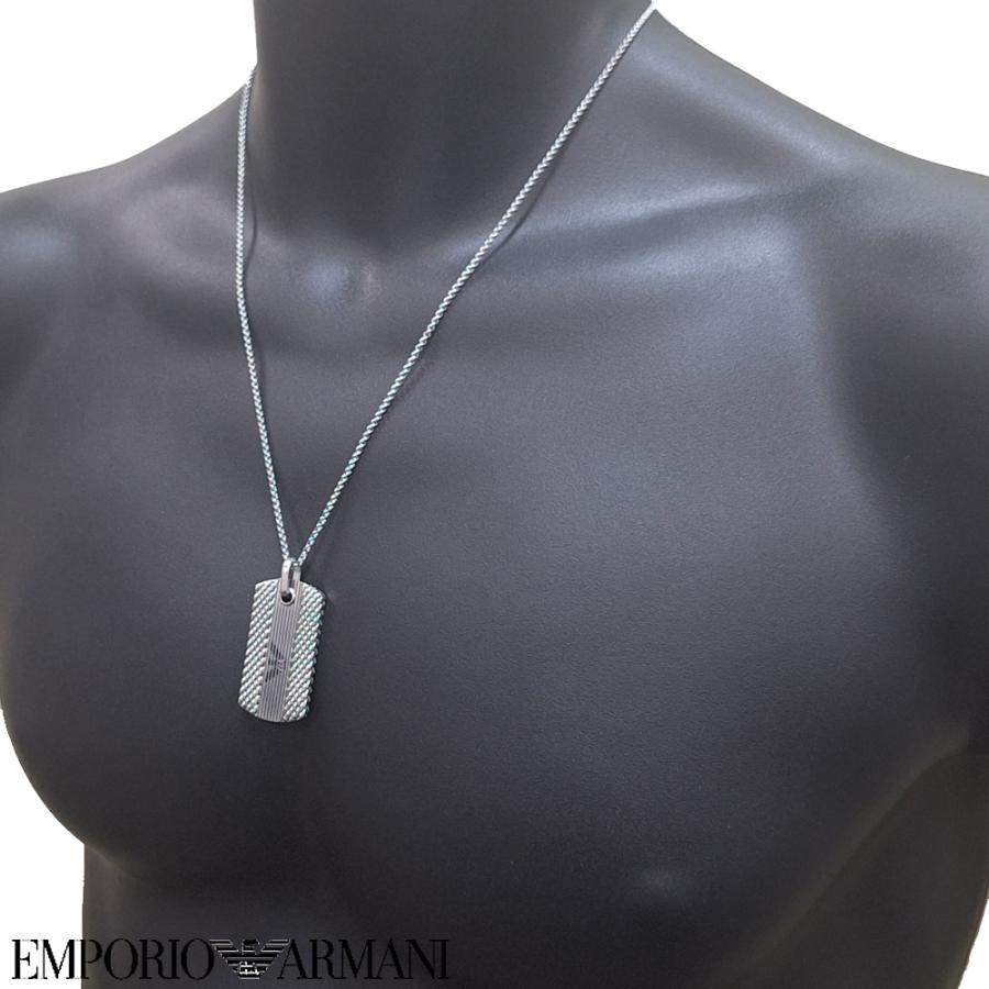 EMPORIO ARMANI エンポリオアルマーニ ネックレス メンズ EGS3149040 シルバー ステンレス プレート ペンダント 54cm ブランド アクセサリー ギフト