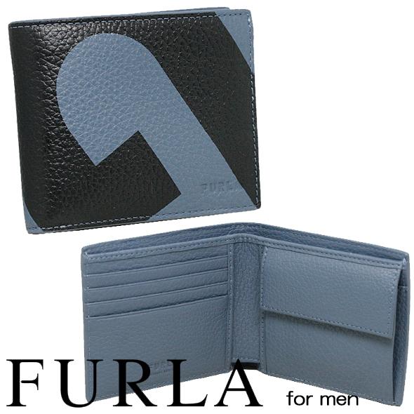 フルラ 財布 折り財布 レザー メンズ ギフト プレゼント ブルーデニム 