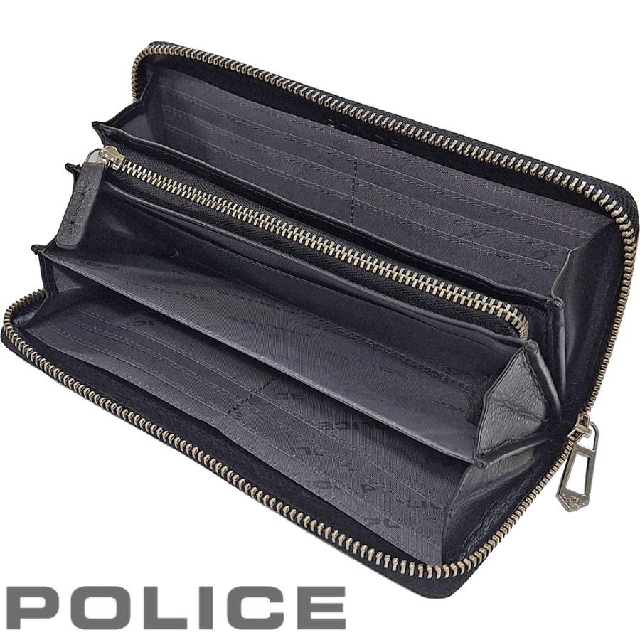ポリス 長財布 ZIP レザー ブラック 小銭入れあり PA-70903-10 POLICE ポリス 財布 長財布 ラウンドファスナー ラウンドZIP