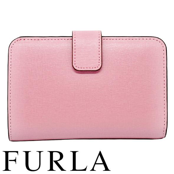 新品未使用タグ付き　フルラ　折財　バレリーナ　ピンクベージュ　本革レザー　箱付き FURLA 二つ折り財布 バレリーナピンクベージュ レディース