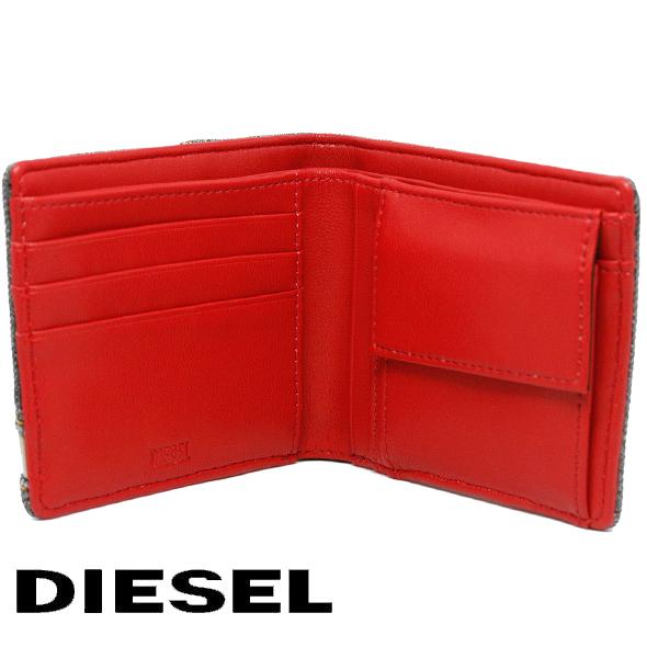 DIESELお財布★新品未使用★赤★レッド★ウォレット★2019年モデル★人気 DIESEL（ディーゼル） 財布 ブランド 二つ折り レザー レッド X09012