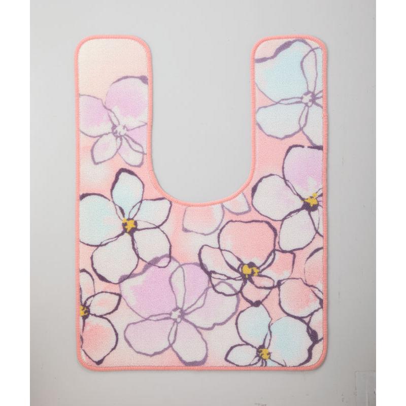 323円 通常便なら送料無料 耳長トイレマット 水彩花 花柄 ピンク フラワー