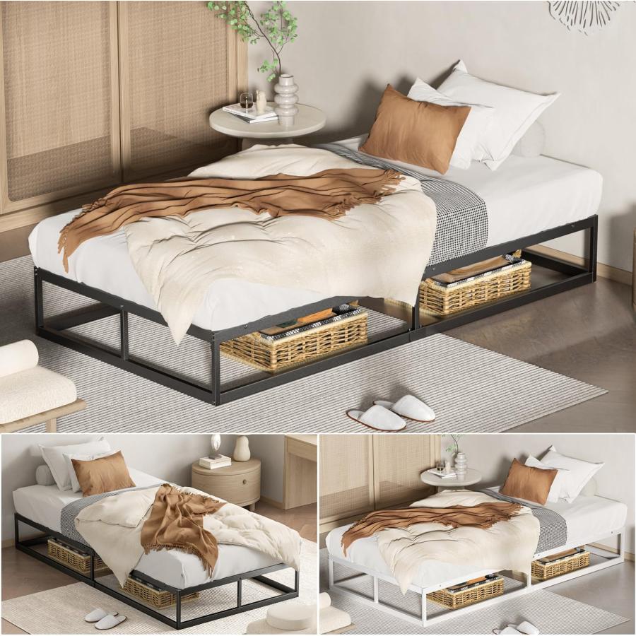 お洒落で便利なベッドフレーム★ シングルタイプ ベッドフレーム シングル 97cm メタル パイプ 静音 一人暮らし